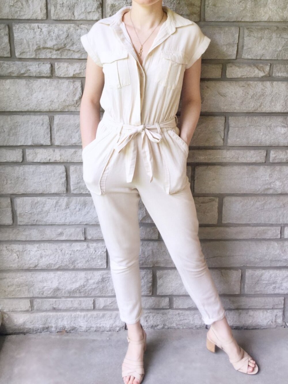 Elegant Cream Colored Summer Jumpsuit - Linen Blend!